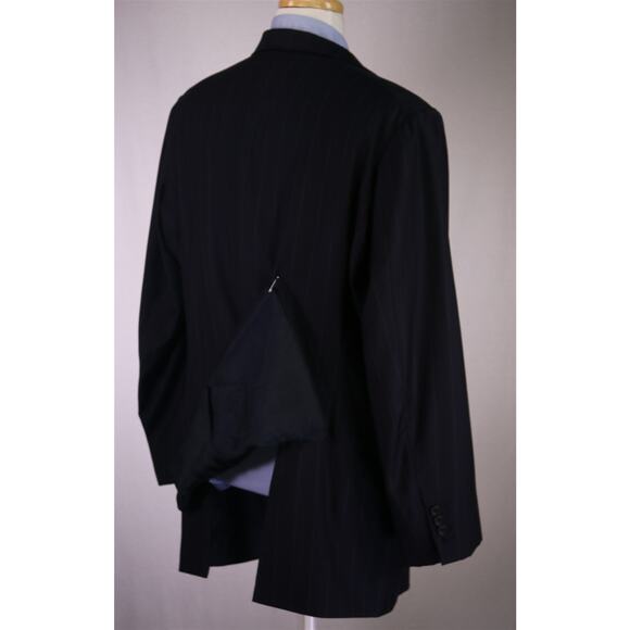 English Cut Bespoke Savile Row Tailors Navy Chalkstripe Suit Blazer Jacket 50L - Picture 8 of 9